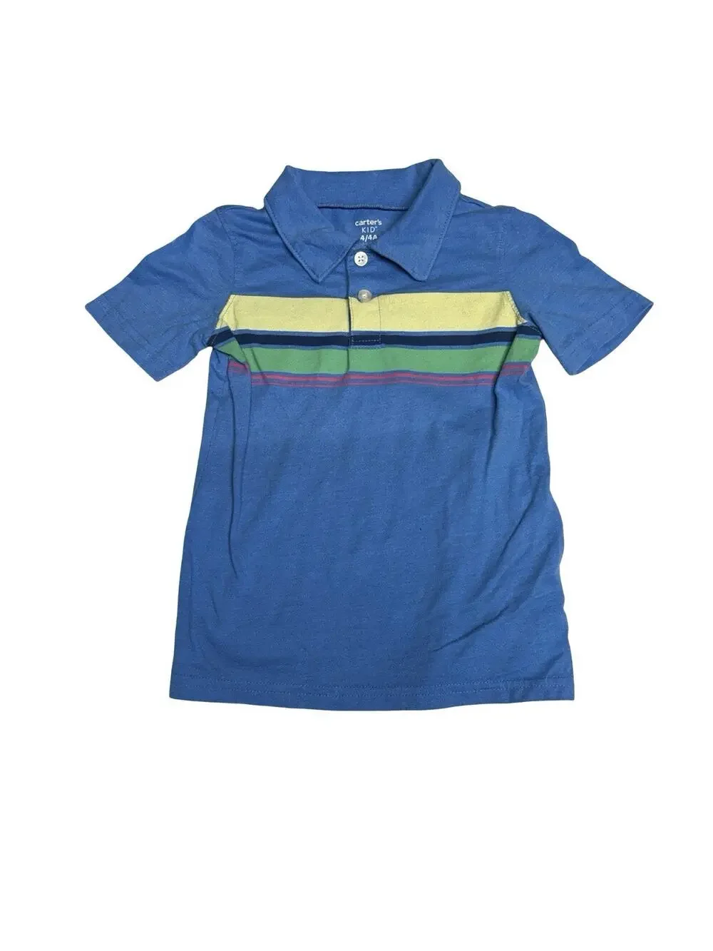 Carter’s Kids Polo Shirt Size 4 Blue Striped Short Sleeve Collared Cotton